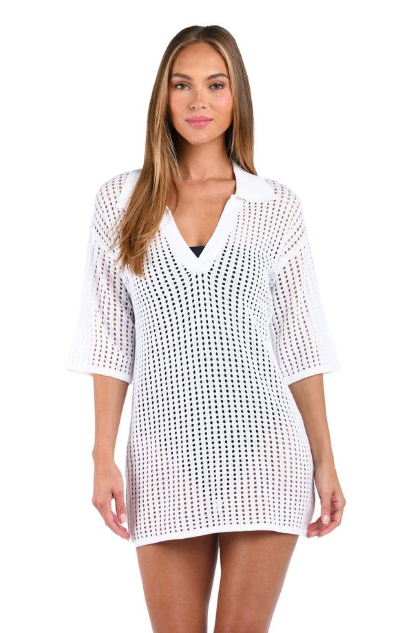 La Blanca Sunshine 79 Resort Crochet Covers V-Neck Tunic - FINAL SALE
