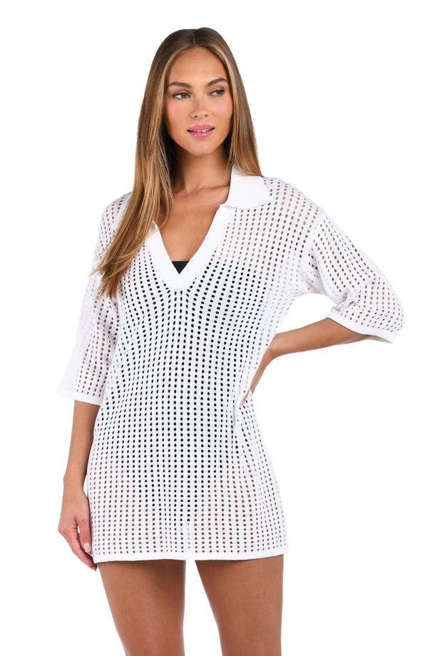 La Blanca Sunshine 79 Resort Crochet Covers V-Neck Tunic - FINAL SALE