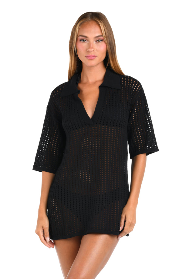 La Blanca Sunshine 79 Resort Crochet Covers V-Neck Tunic - FINAL SALE
