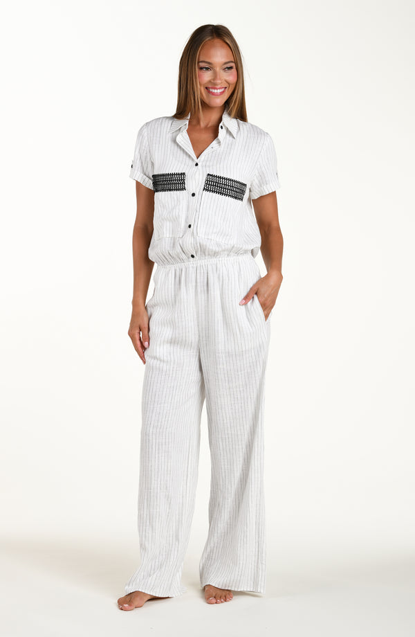 La Blanca Sunshine 79 Safari Chic Button Up Jumpsuit