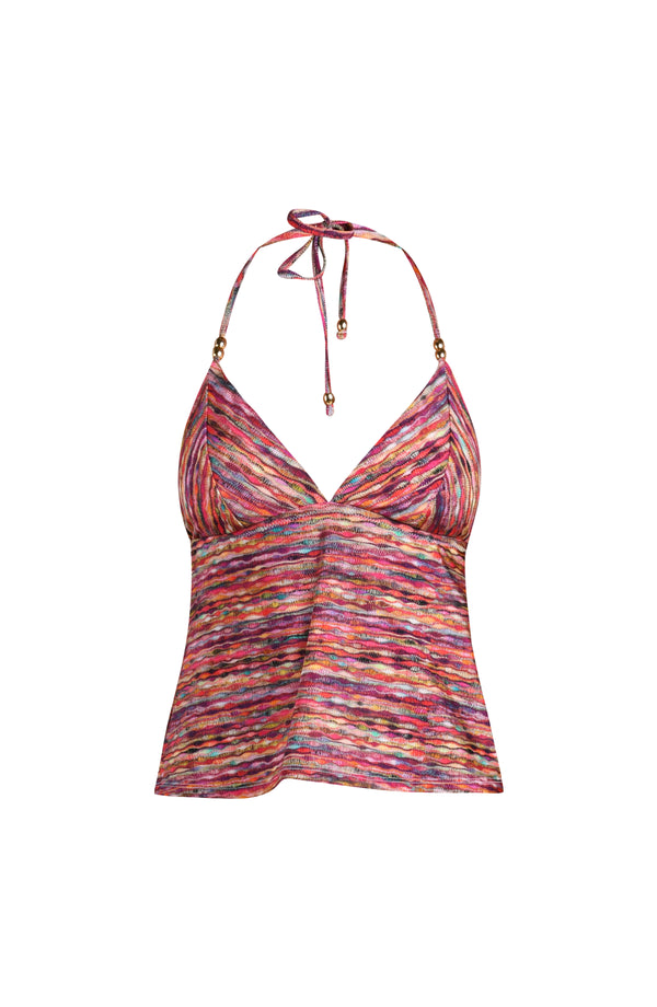 La Blanca Sunshine 79 Shimmer Ripple Halter Midkini Top