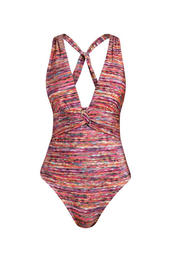 La Blanca Sunshine 79 Shimmer Ripple V-Plunge One Piece