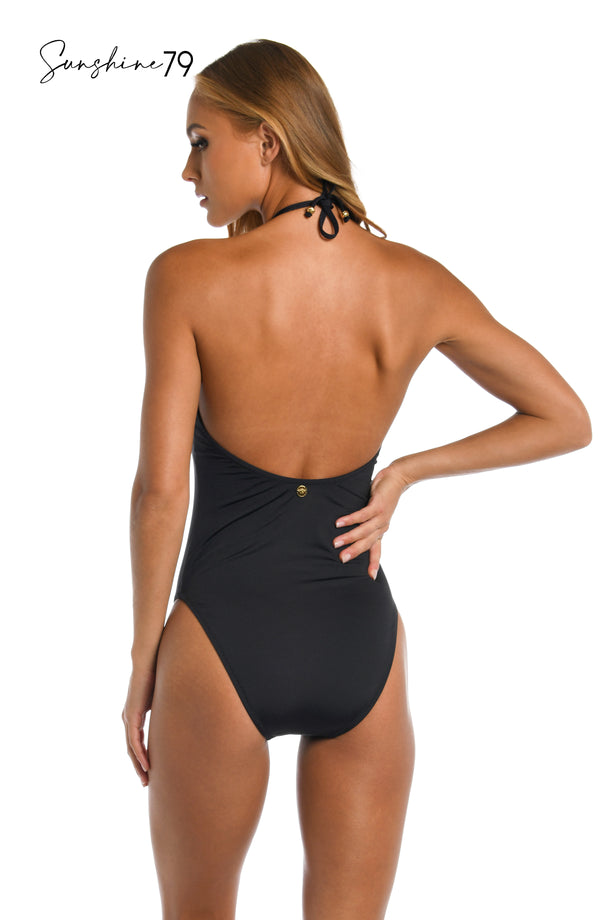 La Blanca Sunshine 79 Sunshine Solids High Neck One Piece - Black