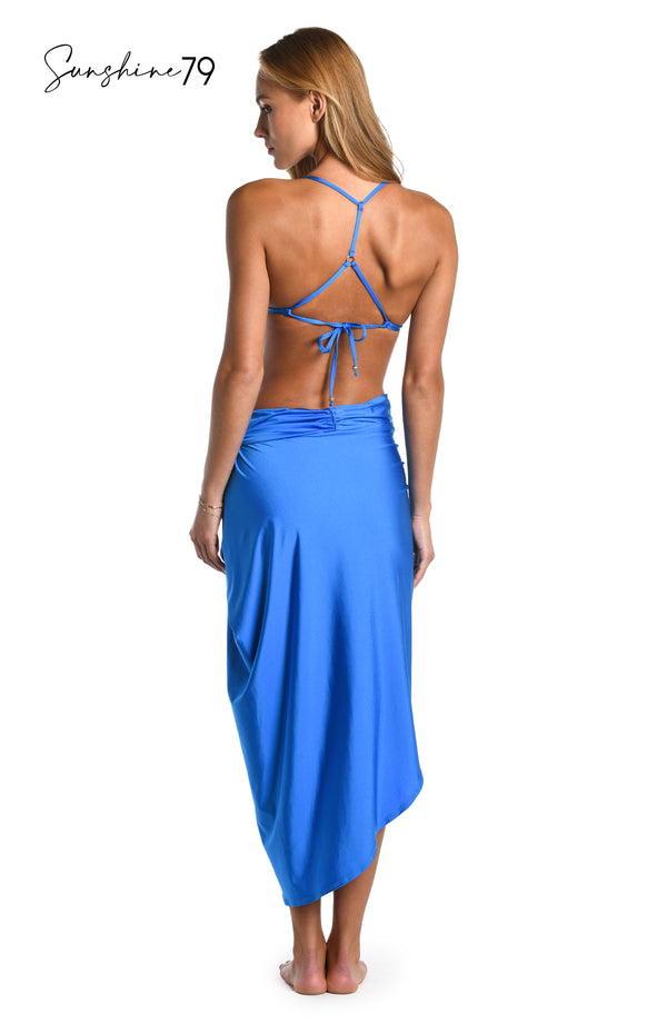 La Blanca Sunshine 79 Sunshine Solids Pull-On Faux Pareo Cover Up - Pacific Blue - FINAL SALE