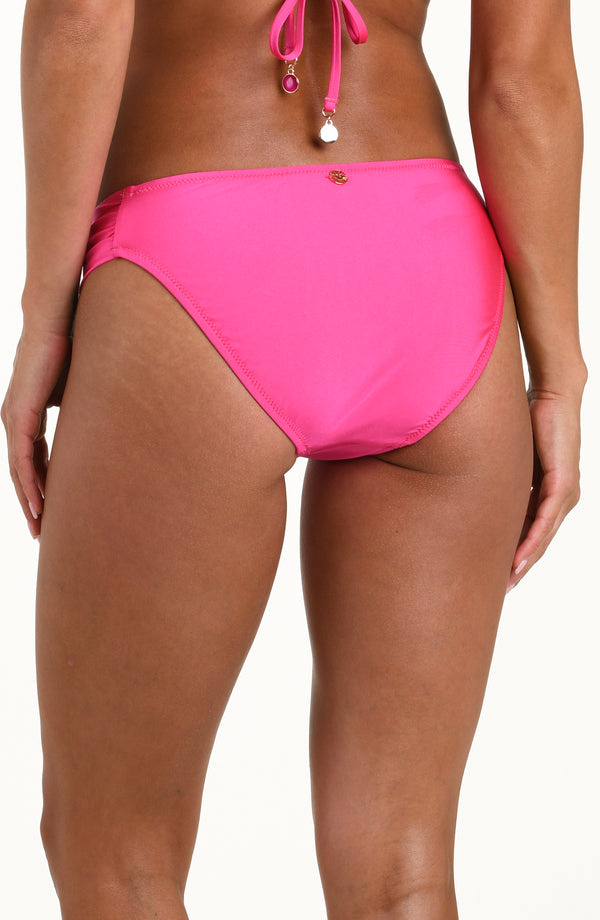 La Blanca Sunshine 79 Sunshine Solids Side Shirred Hipster Bottom - Pink