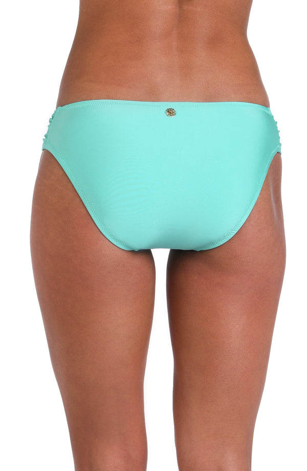 La Blanca Sunshine 79 Sunshine Solids Side Shirred Hipster Bottom - Seaglass - FINAL SALE