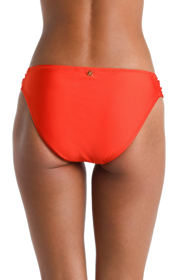 La Blanca Sunshine 79 Sunshine Solids Side Shirred Hipster Bottom - Flame - FINAL SALE