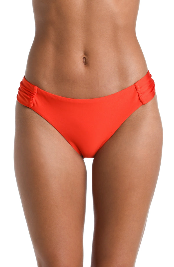 la blanca Sunshine 79 Sunshine Solids Side Shirred Hipster Bottom - Flame - FINAL SALE
