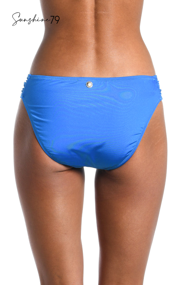 La Blanca Sunshine 79 Sunshine Solids Side Shirred Hipster Bottom - Pacific Blue - FINAL SALE
