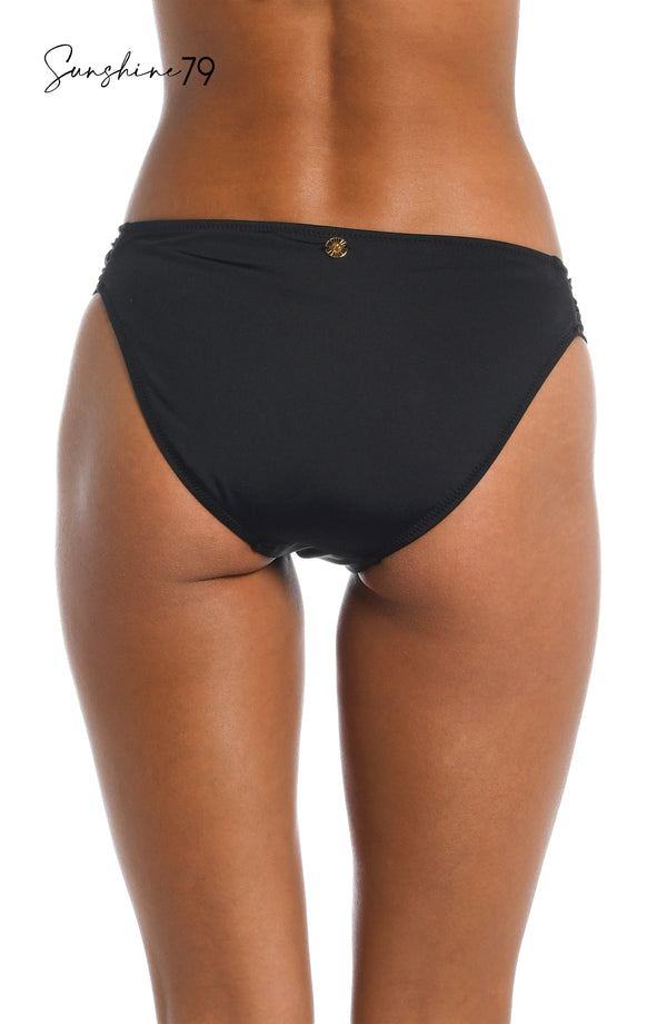 La Blanca Sunshine 79 Sunshine Solids Side Shirred Hipster Bottom - Black