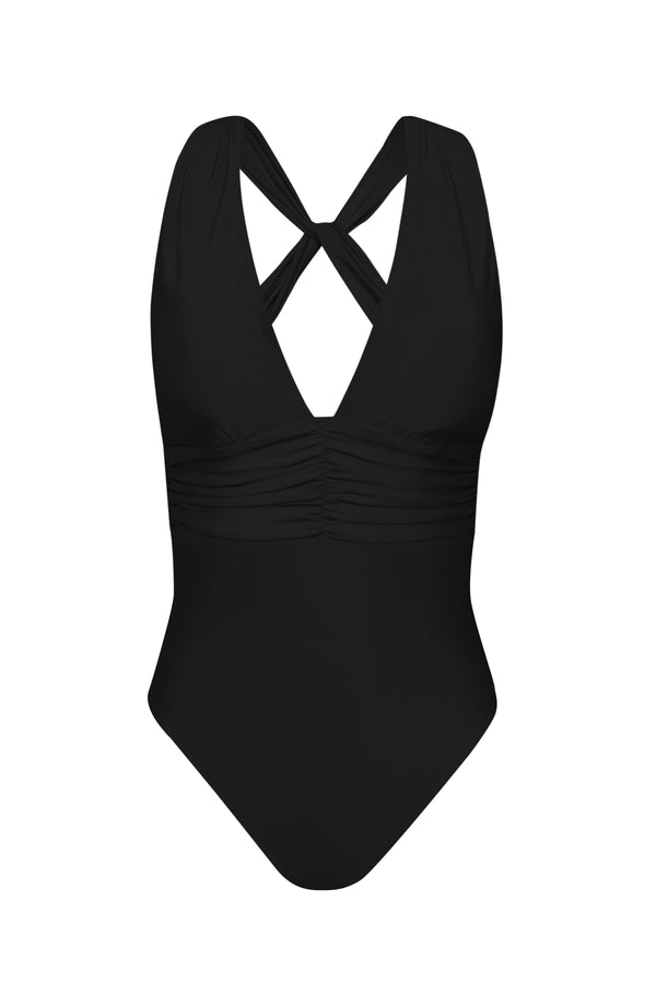 La Blanca Sunshine 79 Sunshine Solids V-Plunge One Piece - Black