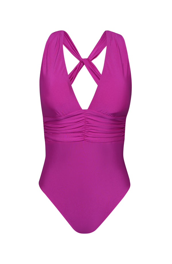 La Blanca Sunshine 79 Sunshine Solids V-Plunge One Piece - Bright Violet - FINAL SALE