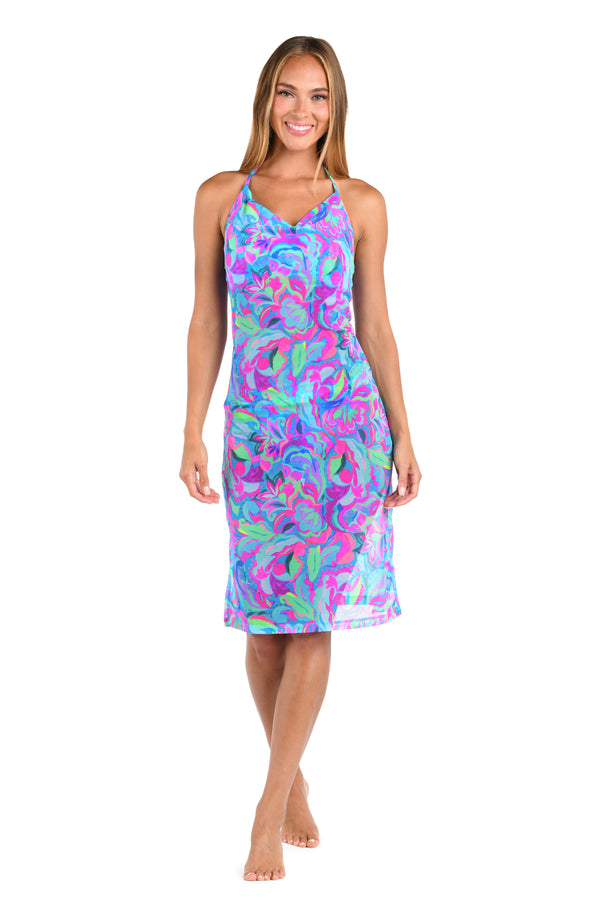 la blanca Sunshine 79 Swirltopia Halter Midi-Dress - FINAL SALE