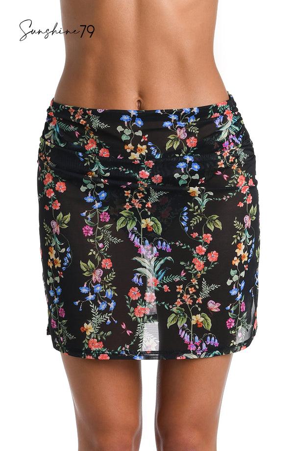 la blanca Sunshine 79 Wildflower Vines Mesh Skirt Cover Up - FINAL SALE