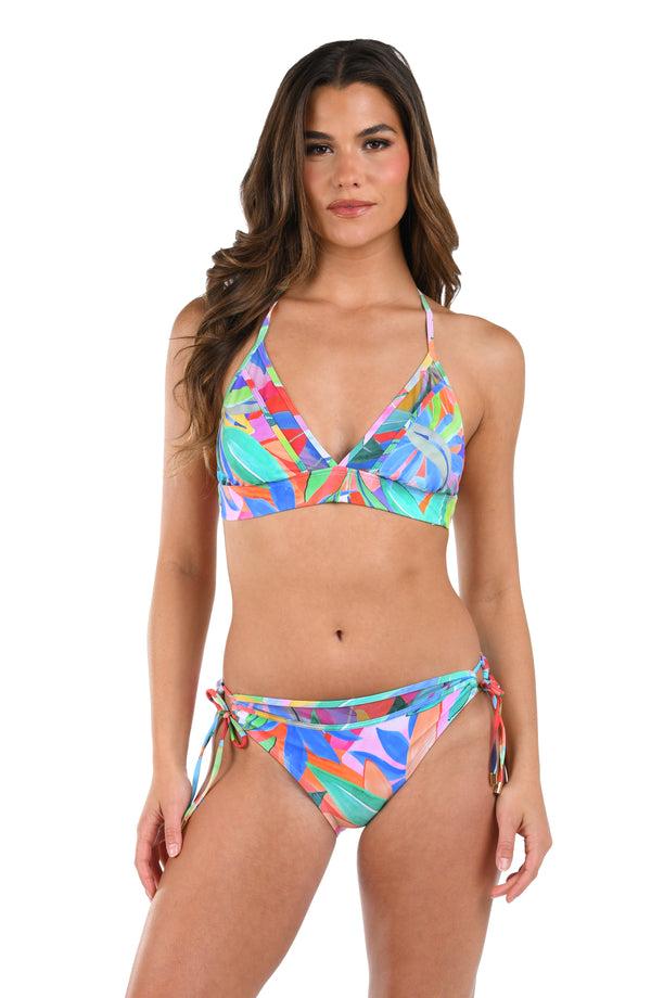 la blanca Tropi-flage Banded Halter Triangle Top - FINAL SALE