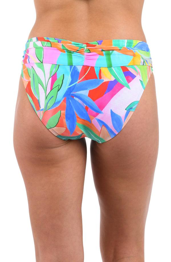 La Blanca Tropi-flage Shirred Band Hipster Bottom - FINAL SALE
