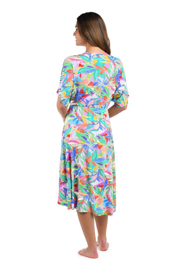 La Blanca Tropi-flage Twist Front Midi Dress Cover Up - FINAL SALE