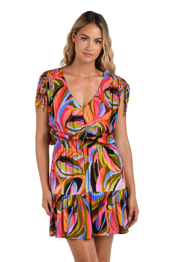 La Blanca Tropic Waves V-Neck Cover Up Dress - FINAL SALE