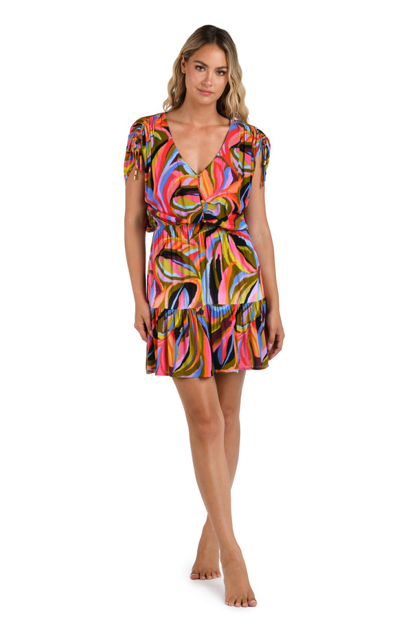 La Blanca Tropic Waves V-Neck Cover Up Dress - FINAL SALE