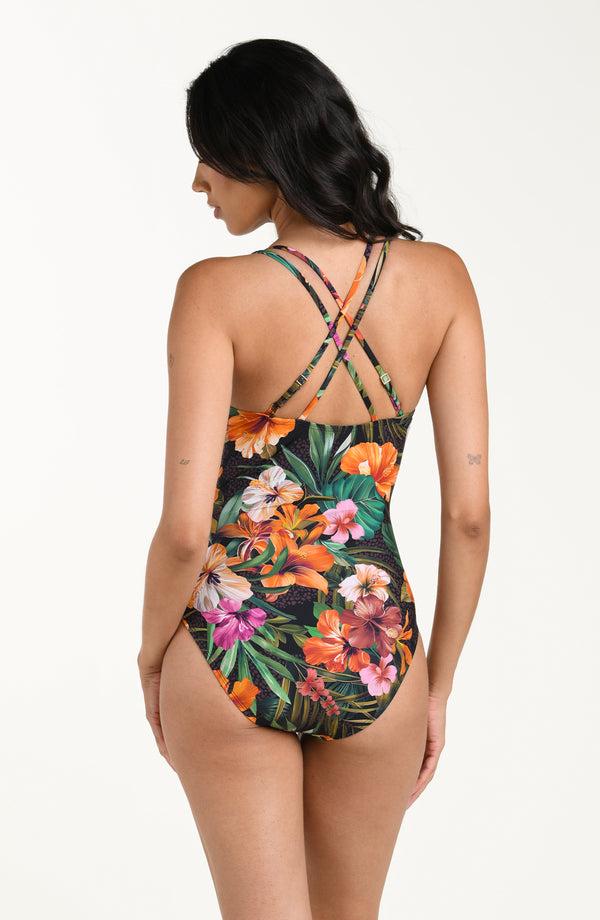 La Blanca Tropical Hideaway Underwire Lace Up One Piece