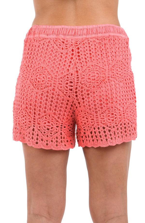 La Blanca Waverly Covers Crochet Beach Shorts - Coral Reef