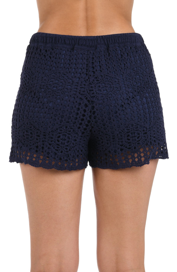 La Blanca Waverly Covers Crochet Beach Shorts - Indigo - FINAL SALE