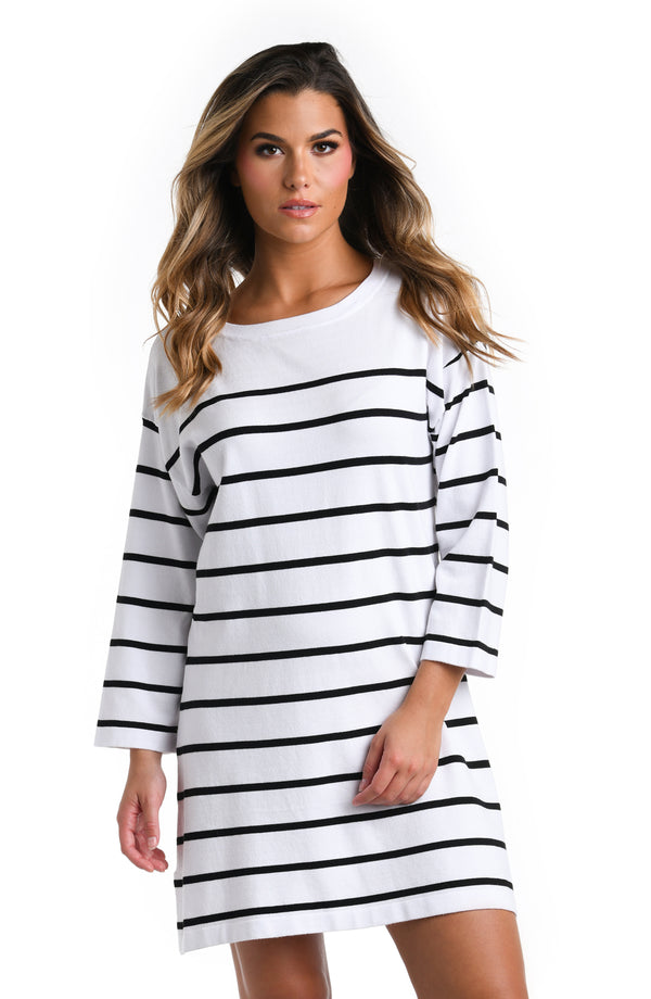 la blanca Yacht Club Boat Neck Tunic Cover Up - FINAL SALE