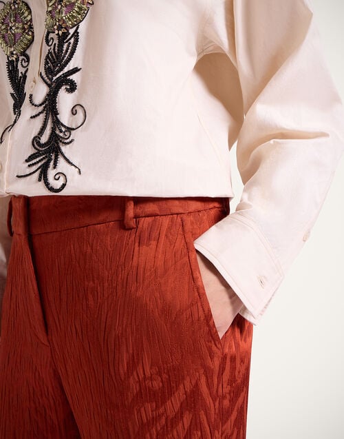 La Doublej 24/7 Pants Animalier Rust In Jacquard Matelassé