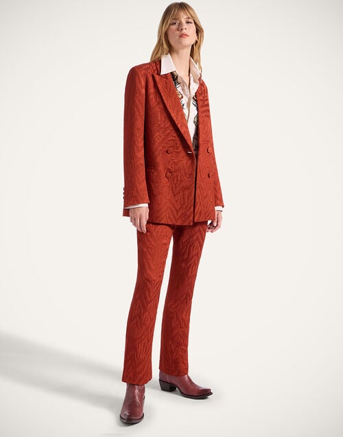 La Doublej 24/7 Pants Animalier Rust In Jacquard Matelassé