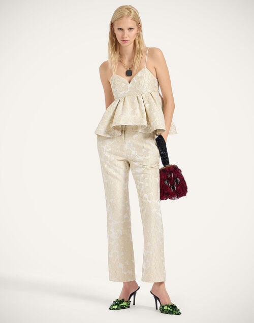 la doublej 24/7 Pants Peony Ivory in Light Jacquard Matelassé