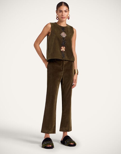 la doublej 24/7 Pants Solid Moss Green in Coat Velvet la doublej 24/7 Pants Solid Moss Green in Coat Velvet