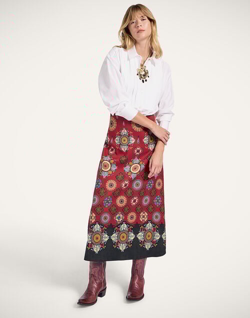 la doublej A-Long Skirt Nucleus Placée Rust in Cady Wool