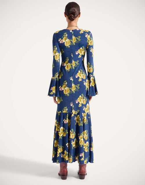 La Doublej Alba Dress Riptide Midnight Blue In Flowy Jersey