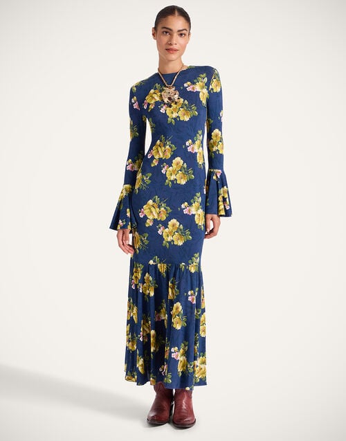 la doublej Alba Dress Riptide Midnight Blue in Flowy Jersey