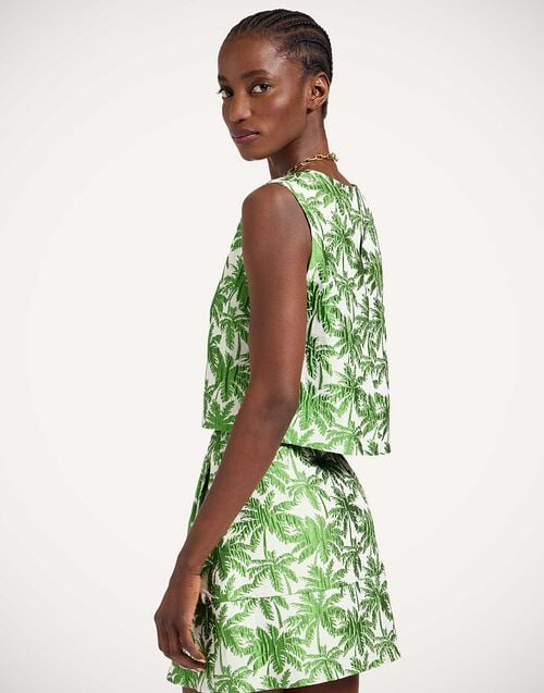 La Doublej Aria Top Tropicana White In Jacquard Matelassé