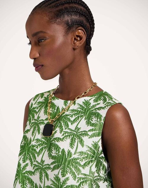 La Doublej Aria Top Tropicana White In Jacquard Matelassé