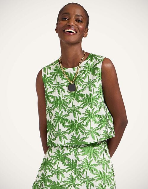 la doublej Aria Top Tropicana White in Jacquard Matelassé