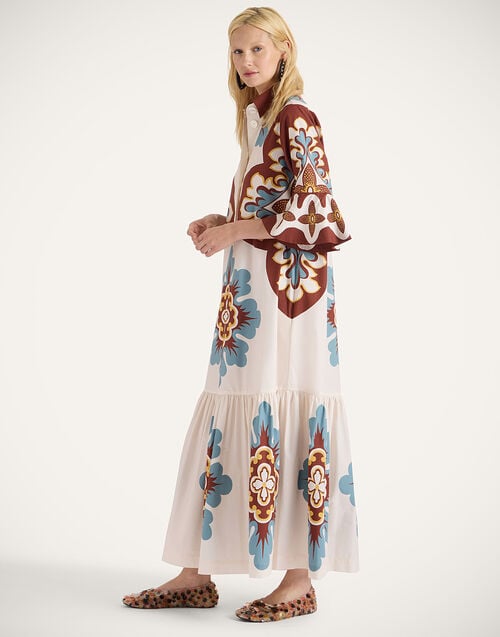 La Doublej Artemis Dress Palazzo Placée Chocolate In Cotton Poplin