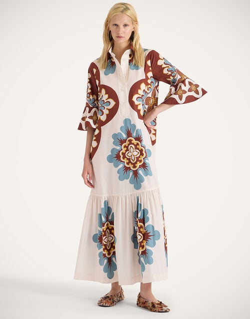 la doublej Artemis Dress Palazzo Placée Chocolate in Cotton Poplin