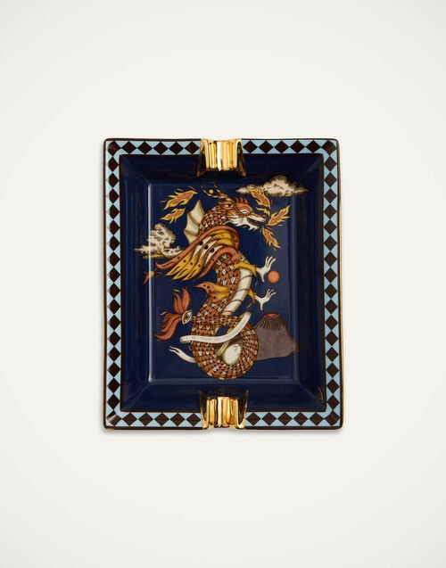 la doublej Ashtray The Dragon Midnight Blue in Porcelain
