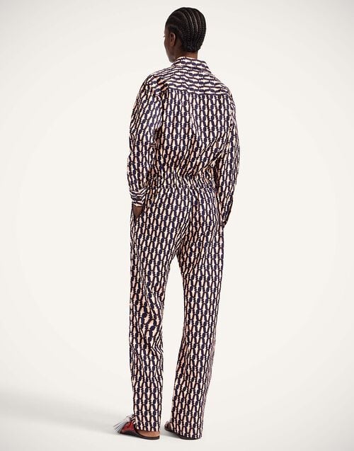 La Doublej Aviator Jumpsuit Pesciolini Blue In Summer Poplin