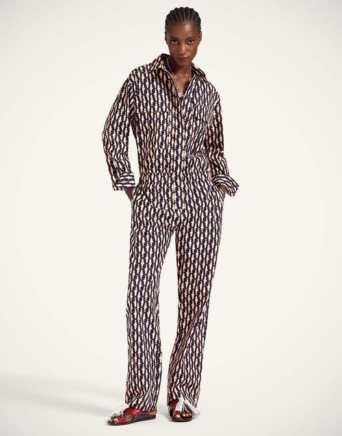 La Doublej Aviator Jumpsuit Pesciolini Blue In Summer Poplin