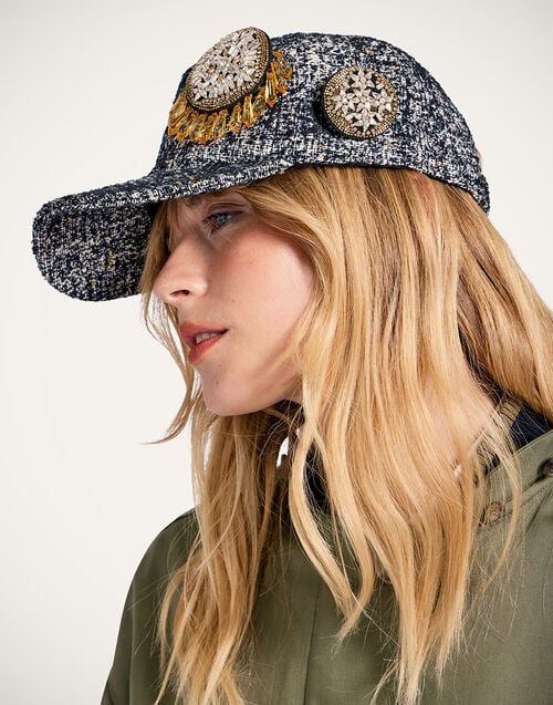 la doublej Babeball Cap Solid Black & White in Viscose Mix