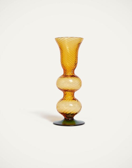 la doublej Baby Bubble Candle Stick Solid Amber in Murano Glass