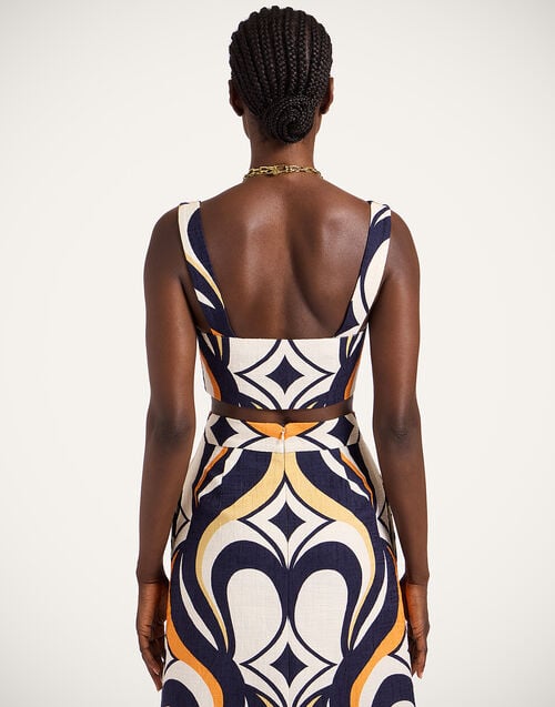 La Doublej Baia Crop Top Jive Macro White In Rustic Cotton