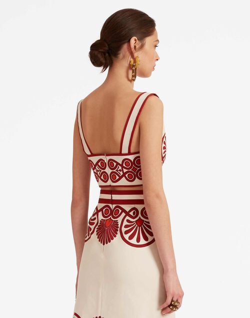 La Doublej Baia Crop Top Medallion Placée Cream In Flat Cotton Stretch