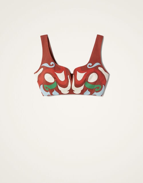 La Doublej Baia Crop Top Phoenix Placée Light Blue In Flat Cotton Stretch