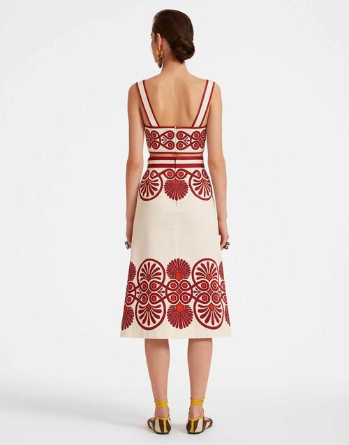 La Doublej Baia Skirt Medallion Placée Cream In Flat Cotton Stretch