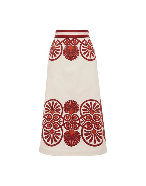 La Doublej Baia Skirt Medallion Placée Cream In Flat Cotton Stretch