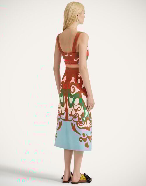 La Doublej Baia Skirt Phoenix Placée Light Blue In Flat Cotton Stretch